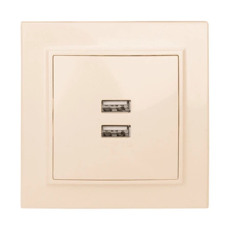 Минск Розетка USB 2-местная СП 2,1А бежевая EKF ERR-2USB-200
