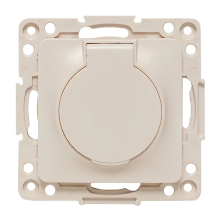 Стокгольм Механизм Розетки 1-местной с/з 16А белый с крышкой и защ. штор. IP44 EKF PROxima EYR16-028-10-44