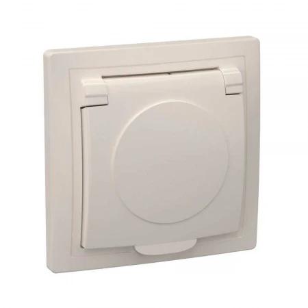 Розетка 2P+PE IEK Kvarta с крышкой кремовая ERK15-K33-16-DM