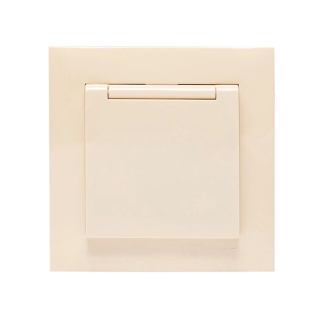 Валенсия розетка 1-местная с/з 16А кремова с крышкой и защ. штор. EKF EWV10-124-20