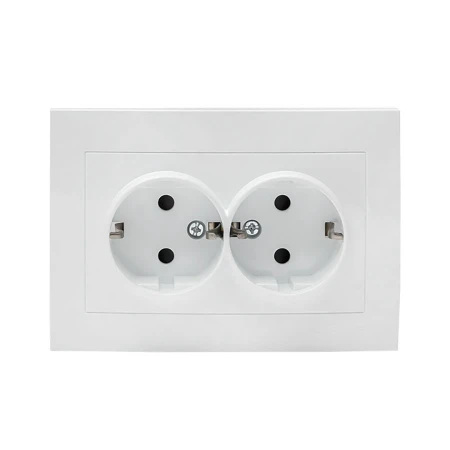 Валенсия розетка 2-местная с/з 16А белая с защ. штор. EKF PROxima EWR16-128-10
