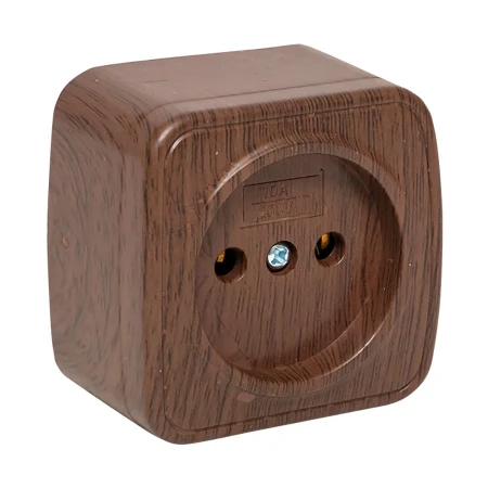 Розетка 1-местная ОП Минск 10А без заземления тёмное дерево EKF EGR10-022-40