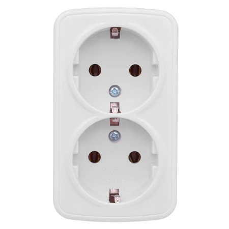 Минск Розетка 2-местная ОП 16А с заземлением белая EKF Basic EGR16-128-10