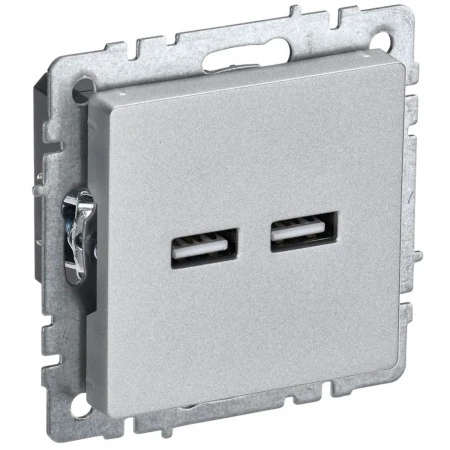 Розетка USB A+A 3.1А IEK Brite РЮ10-1-БрА алюминий BR-U21-D31-K47
