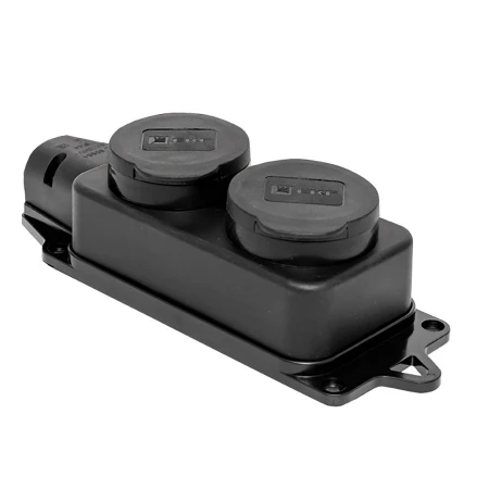 Роз. (колодка) двухмест. с защит. крышками каучуковая 230В 2P+PE 16A IP44 EKF Марс RPS-018-16-230-44