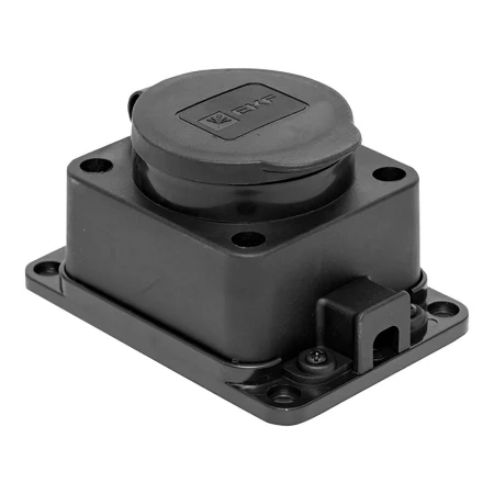 Роз. (колодка) одномест. с защит. крышкой каучуковая 230В 2P+PE 16A IP44 EKF Марс RPS-014-16-230-44