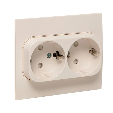 Стокгольм Механизм Розетки 2-местной с/з 16А белый с защ. штор. EKF PROxima EYR16-128-10