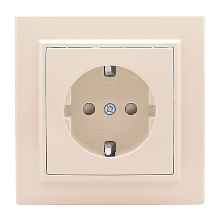 Розетка 1-мест. СП с/з 16А бежевый с защ. штор. Минск EKF ERR16-028-200