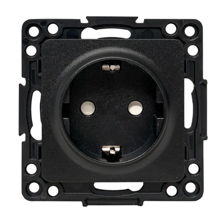 Стокгольм Механизм Розетки 1-местной с/з 16А в/к черный с защ. штор. EKF PROxima EZR16-028-20