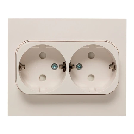 Стокгольм Розетка 2-местная с/з 16А белая с защ. штор. EKF PROxima EXR16-128-10