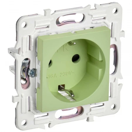 SKANDY Розетка с заземлением с защитными шторками 16А безвинтовое крепление SK-R06G мятный IEK SK-R14-16-1-K06