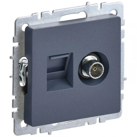 BRITE Розетка двойная TV+RJ45 кат.5E РТВ/РК12-БрМ маренго IEK BR-AK20-1-K35