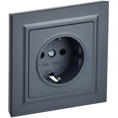 BRITE Розетка 1-местная с заземлением с защитными шторками 16А в сборе РСР14-1-0-БрМ маренго IEK BR-R14-16-K35-F