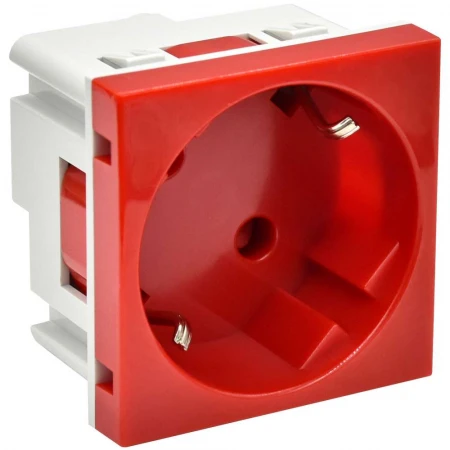 PRIMER РКС-20-32-П-45 Розетка 45град с заземляющим контактом защитной шторкой и винтовым зажимом (2 модуля) красная IEK PR-KK40D-RSZH-2-2-45-K04