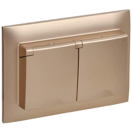 SKANDY Розетка 2-местная и крышкой 16А в сборе IP44 SK-R12Sa песочный IEK SK-R26-16-44-K98-F