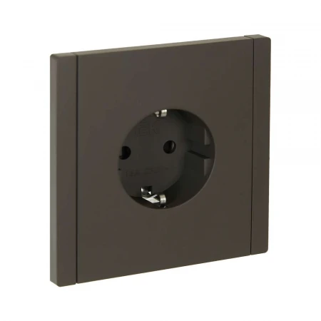 FORTE&PIANO Розетка 1-местная с заземлением с защитными шторками безвинтовое крепление 16А FP313 серый IEK FP-R14-16-1-K03