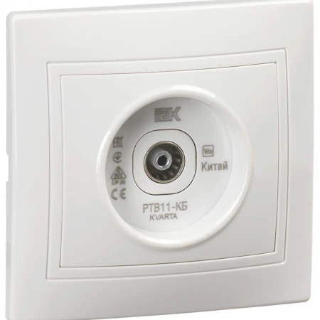 KVARTA Розетка TV проходная РТВ11-КБ белый IEK KV-A10-P-K01
