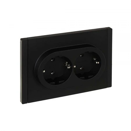 FORTE&PIANO Розетка 2-местная с заземлением без защитных шторок безвинтовое крепление 16А FP124 черный IEK FP-R21-16-1-K02