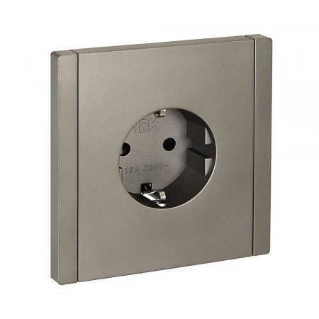 FORTE&PIANO Розетка 1-местная с заземлением с защитными шторками винтовое крепление 16А FP515 сталь IEK FP-R14-16-K46