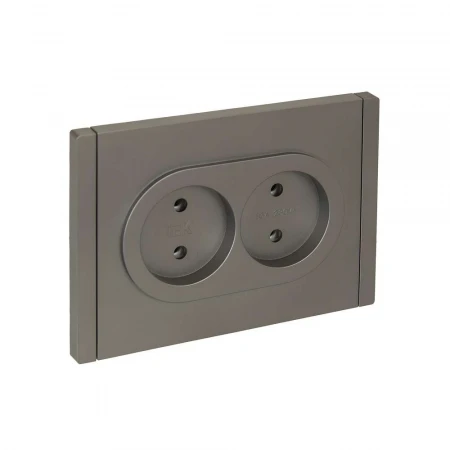 FORTE&PIANO Розетка 2-местная без заземления без защитных шторок безвинтовое крепление 10А FP526 сталь IEK FP-R20-10-1-K46