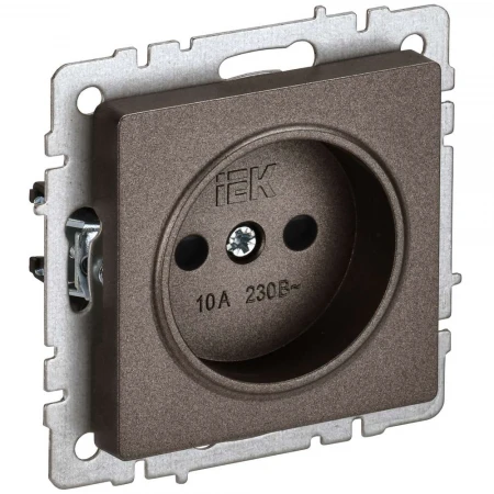BRITE Розетка 1-местная без заземления с защитными шторками 10А РСш10-2-БрТБ темная бронза IEK BR-R13-10-K45