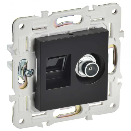 SKANDY Розетка двойная TV+RJ45 кат.6E SK-A15Bl черный IEK SK-AK20-2-K02