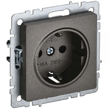BRITE Розетка 1-местная с заземлением с защитными шторками 16А РС14-1-0-БрТБ темная бронза IEK BR-R14-16-K45