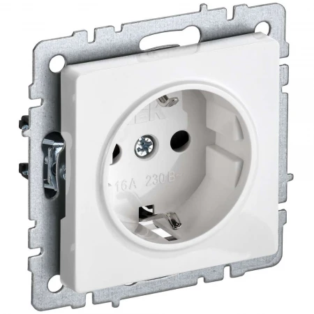 BRITE Розетка 1-местная с заземлением с защитными шторками 16А РС14-1-0-БрБ белый BR-R14-16-K01-PRO