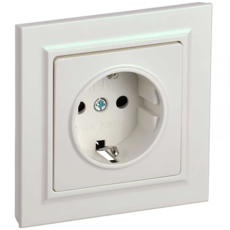 BRITE Розетка 1-местная с заземлением с защитными шторками 16А в сборе РСР14-1-0-БрЖ жемчуг IEK BR-R14-16-K36-F