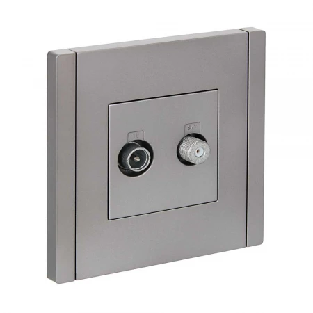 FORTE&PIANO Розетка двойная TV+SAT FP538 сталь IEK FP-AF20-O-K46