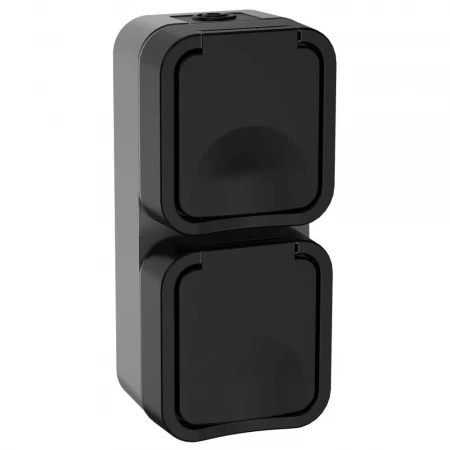 TORS Розетка 2-местная вертикальная 16А IP55 TS132 графит IEK TS-R26-16-55-V-K53