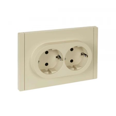 FORTE&PIANO Розетка 2-местная с заземлением с защитными шторками безвинтовое крепление 16А FP423 ваниль IEK FP-R24-16-1-K10