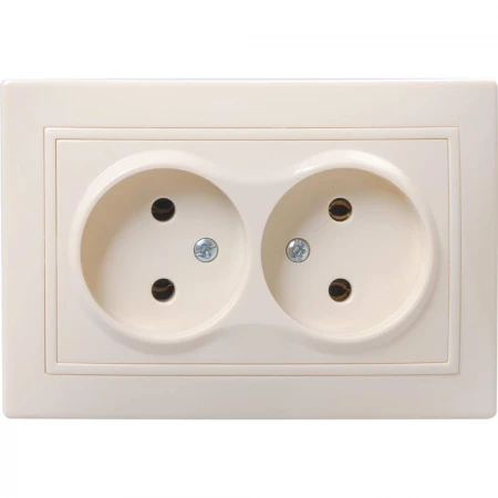 KVARTA Розетка 2-местная без заземления без защитных шторок 10А кер. РС12-2-Км кремовый IEK ERK20-K33-10-K