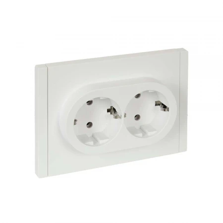 FORTE&PIANO Розетка 2-местная с заземлением без защитных шторок безвинтовое крепление 16А FP224 белый IEK FP-R21-16-1-K01