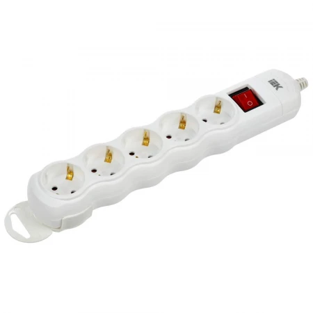 Розетка переносная разборная с выключателем РПр05В 5 мест IEK WYP10-D-KP-16-05-ZKS-K01