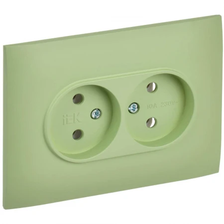 SKANDY Розетка 2-местная без заземления без защитных шторок 10А в сборе SK-R10G мятный IEK SK-R20-10-K06-F