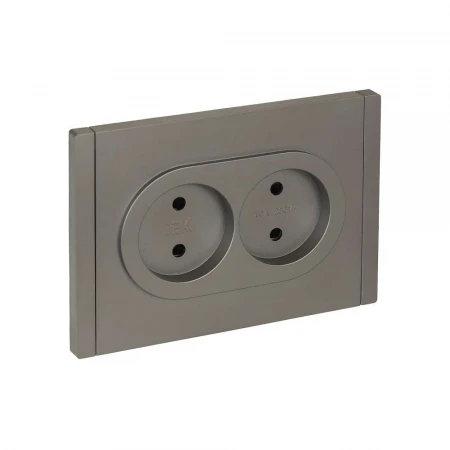 FORTE&PIANO Розетка 2-местная без заземления с защитными шторками безвинтовое крепление 10А FP525 сталь IEK FP-R23-10-1-K46
