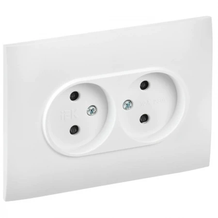 SKANDY Розетка 2-местная без заземления с защитными шторками 10А в сборе SK-R09W арктический белый IEK SK-R23-10-K01-F