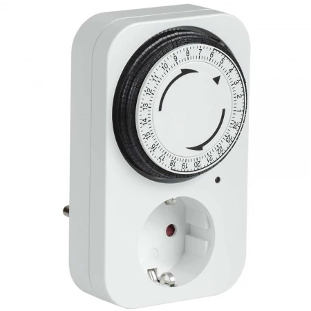 Розетка-таймер механический РТМ-2 с индикацией 15мин 24ч 96on/off 16А IP20 IEK ERT-20-1-16-S-15-1-20-K01