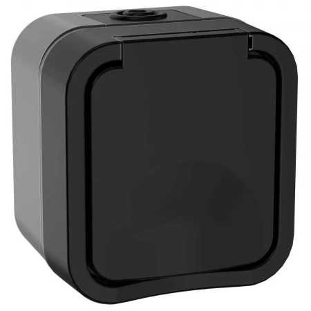 TORS Розетка 1-местная с заземляющим контактом и крышкой 16А IP55 TS120 графит IEK TS-R16-16-55-K53