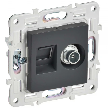 SKANDY Розетка двойная TV+RJ45 кат.6E SK-A15T титан IEK SK-AK20-2-K48