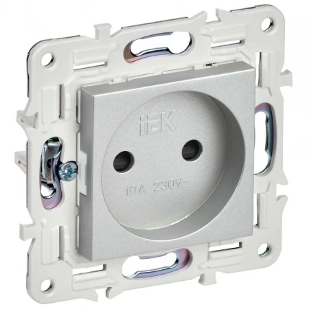 SKANDY Розетка без заземления с защитными шторками 10А SK-R01S серебряный IEK SK-R13-10-K23