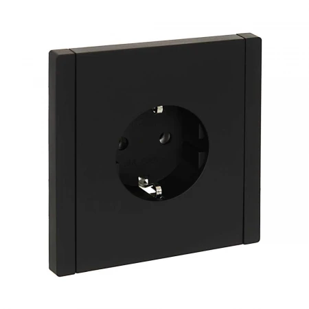 FORTE&PIANO Розетка 1-местная с заземлением без защитных шторок безвинтовое крепление 16А FP114 черный IEK FP-R11-16-1-K02