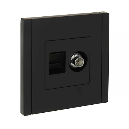 FORTE&PIANO Розетка двойная TV+RJ45 кат.6 FP137 черный IEK FP-AK20-2-K02