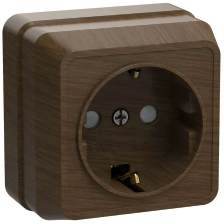 OKTAVA Розетка 1-местная с заземлением с защитными шторками для открытой установки 16А РСш20-3-ОД дуб IEK ERO14-K04-16-DC