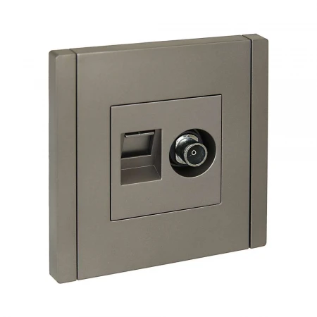 FORTE&PIANO Розетка двойная TV+RJ45 кат.5E FP536 сталь IEK FP-AK20-1-K46