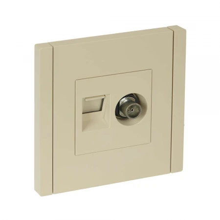 FORTE&PIANO Розетка двойная TV+RJ45 кат.6 FP437 ваниль IEK FP-AK20-2-K10