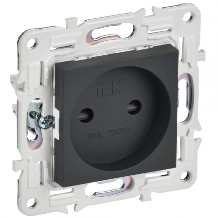 SKANDY Розетка без заземления с защитными шторками 10А SK-R01G графит IEK SK-R13-10-K53