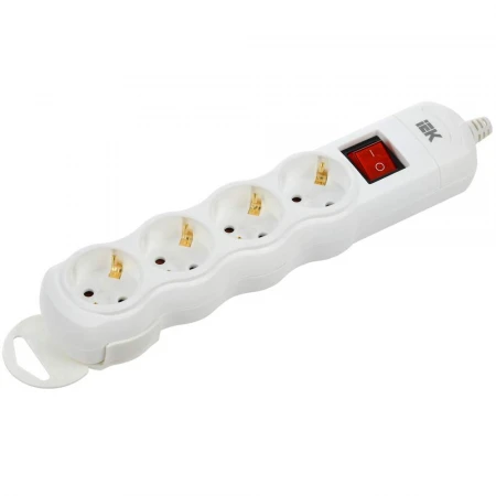 Розетка переносная разборная с выключателем РПр04В 4 места IEK WYP10-D-KP-16-04-ZKS-K01