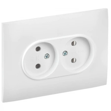 SKANDY Розетка 2-местная без заземления без защитных шторок 10А в сборе SK-R10W арктический белый IEK SK-R20-10-K01-F